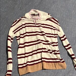 Striped Maroon and White Women's Sweater